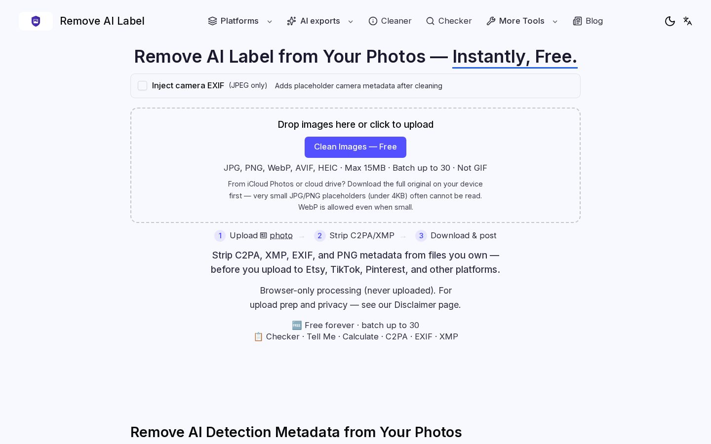 Remove AI Label Homepage