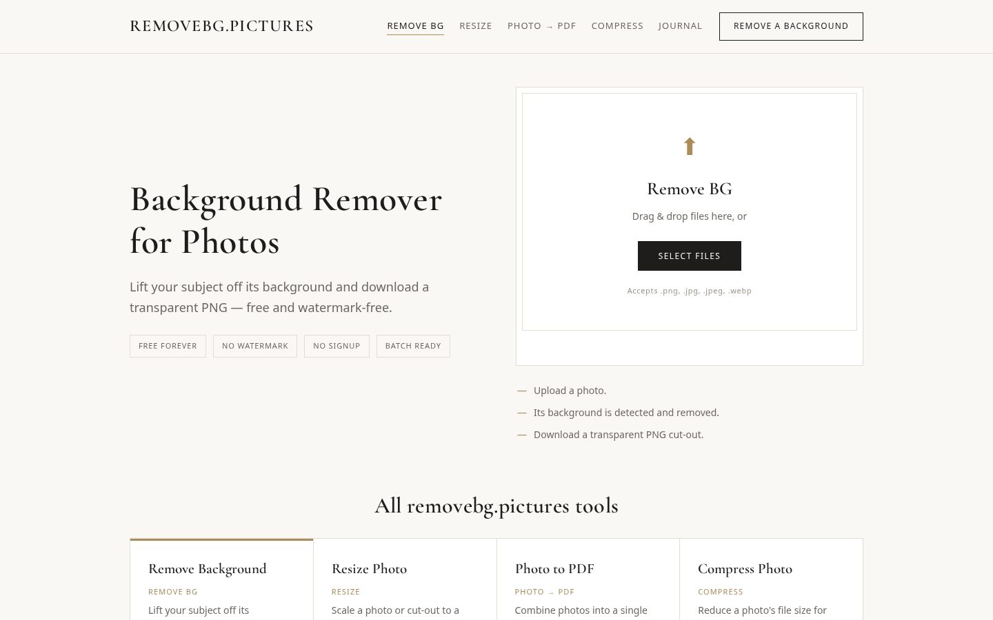 Remove Background App Homepage