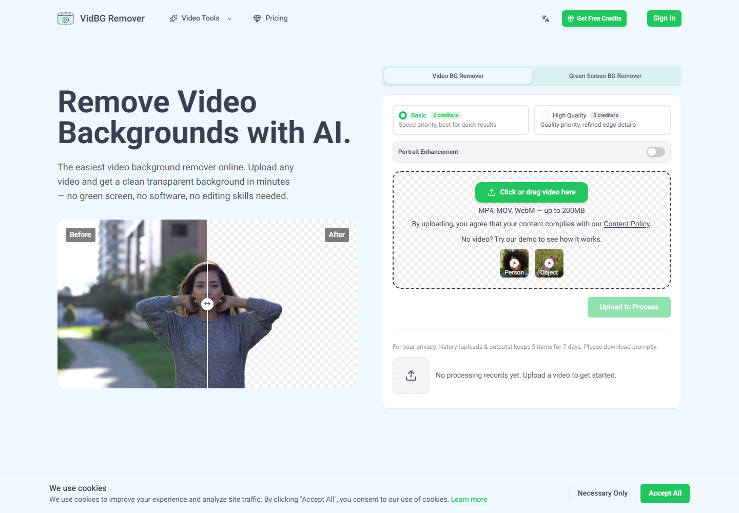 Remove Video Backgrounds in Minutes with AI homepage