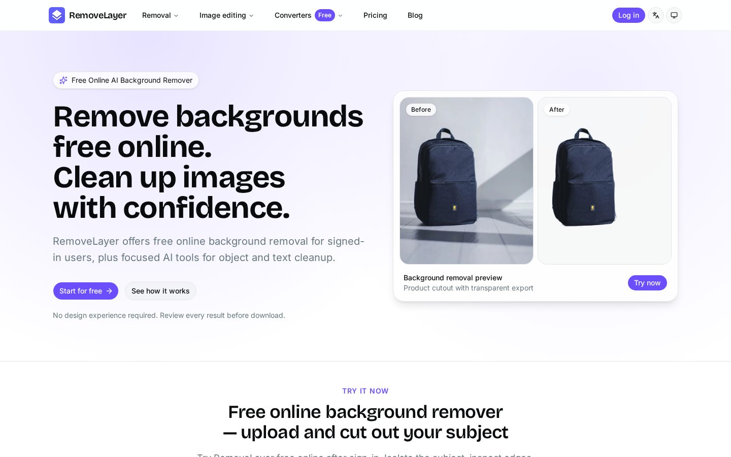 removelayer.com Homepage