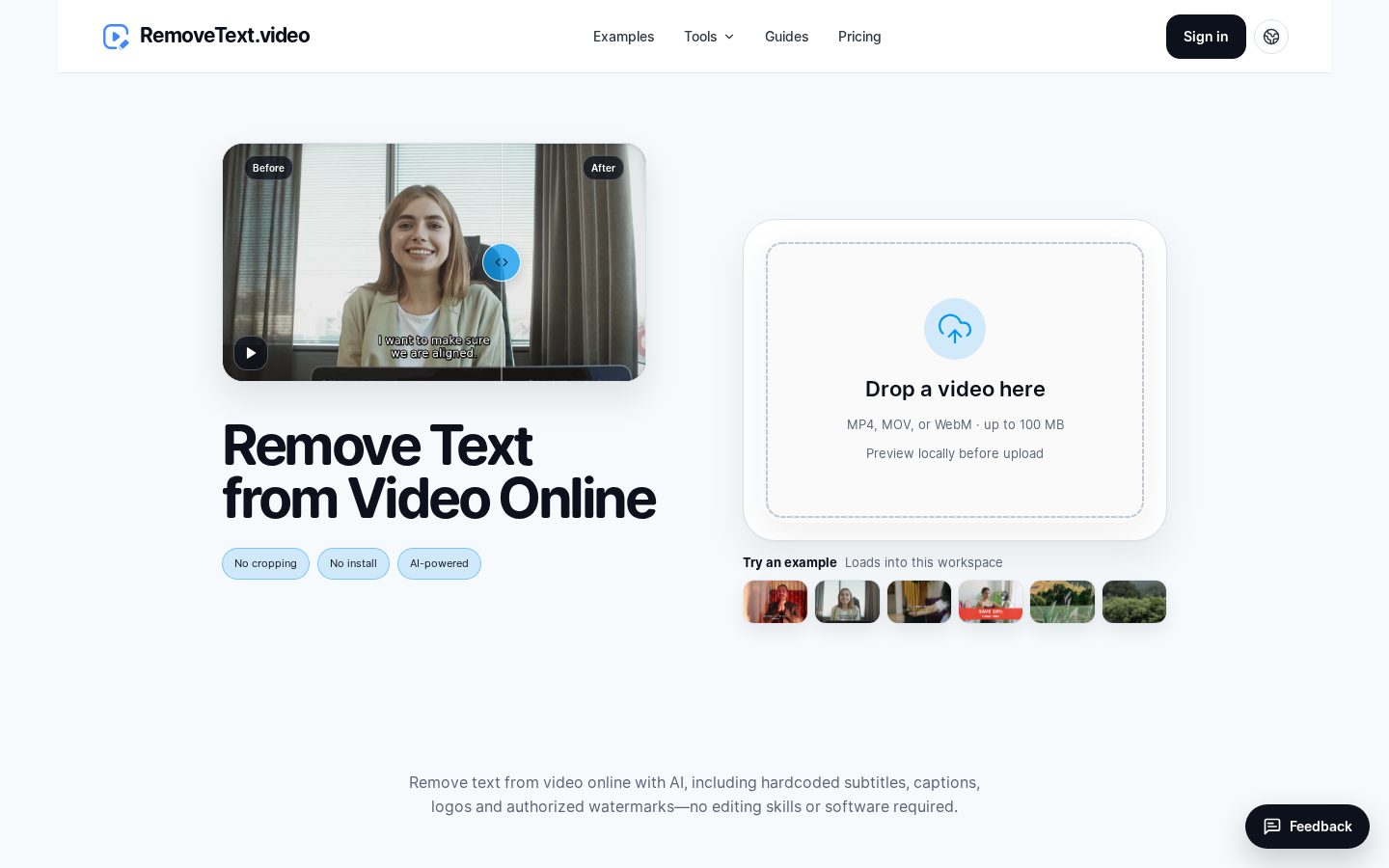 RemoveText.video Homepage