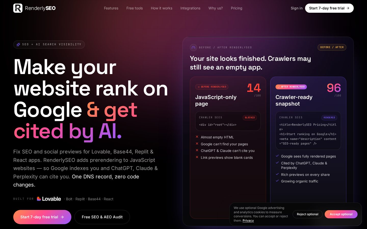 RenderlySEO Homepage