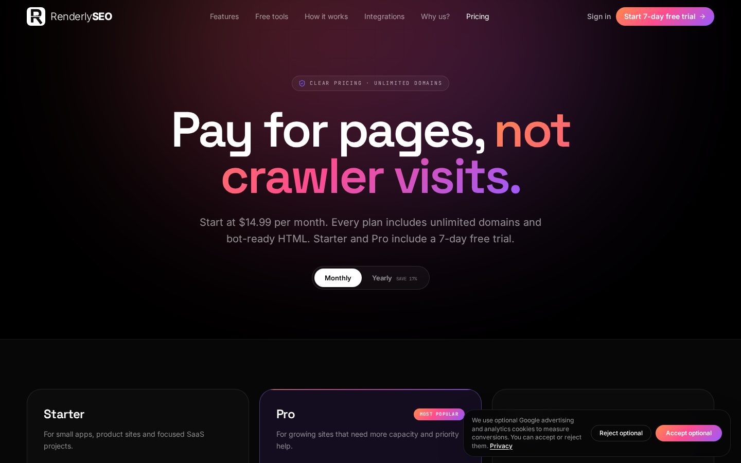 RenderlySEO Pricing