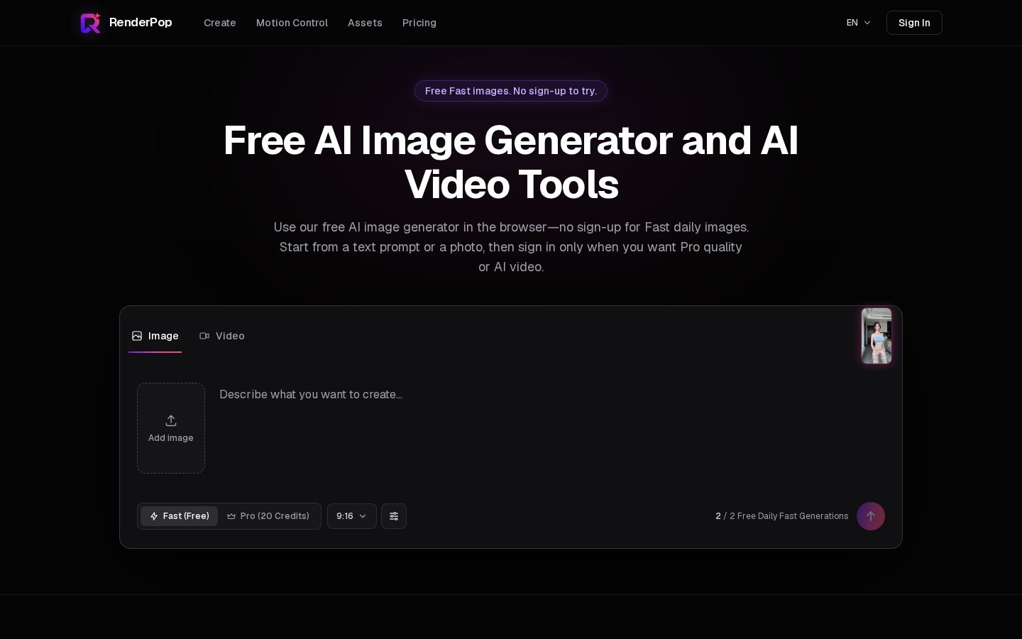 RenderPop Homepage