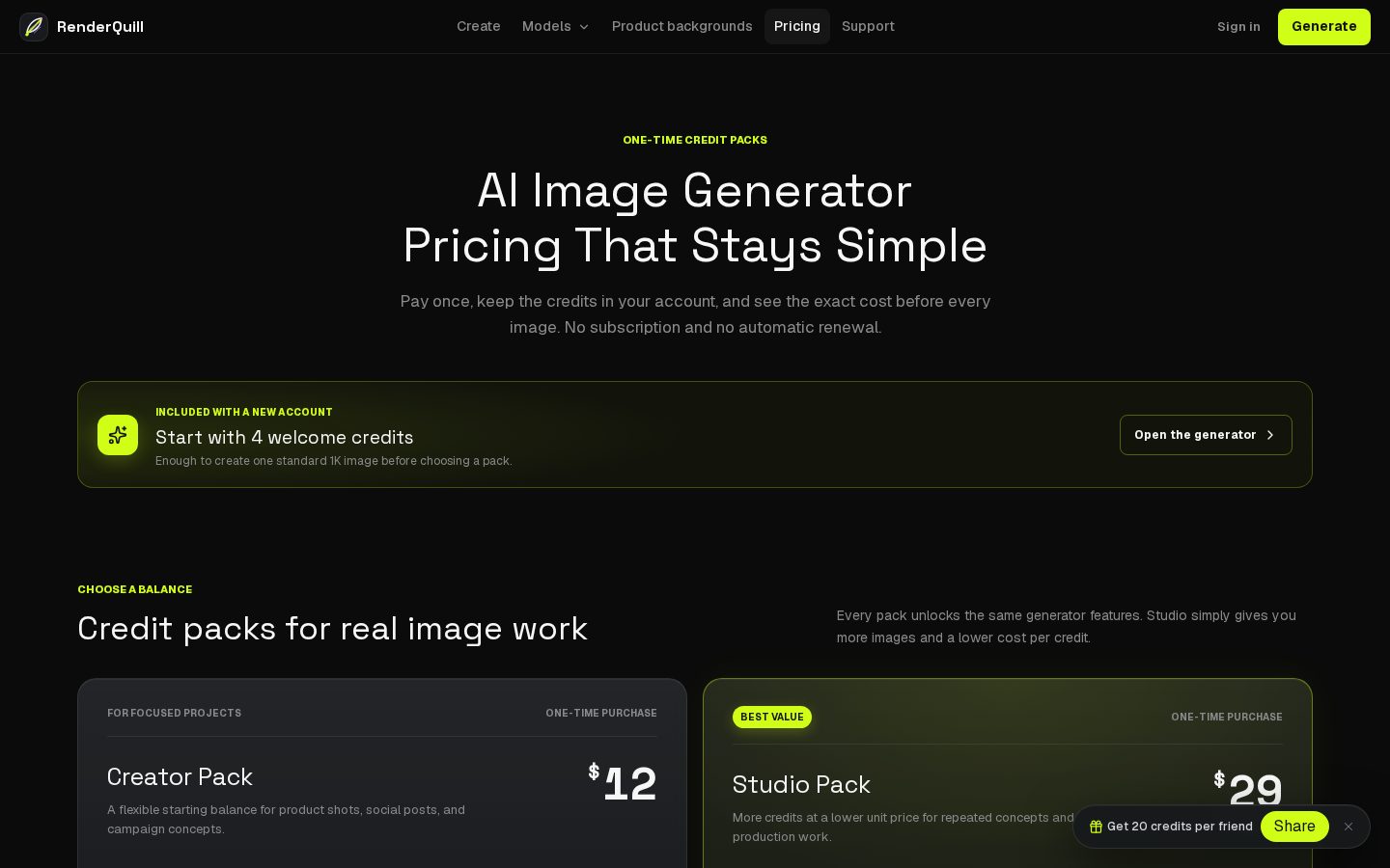 RenderQuill Pricing