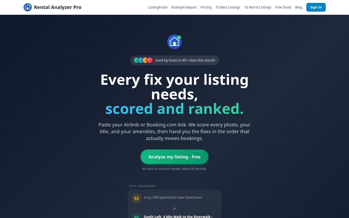 Rental Analyzer Pro Homepage