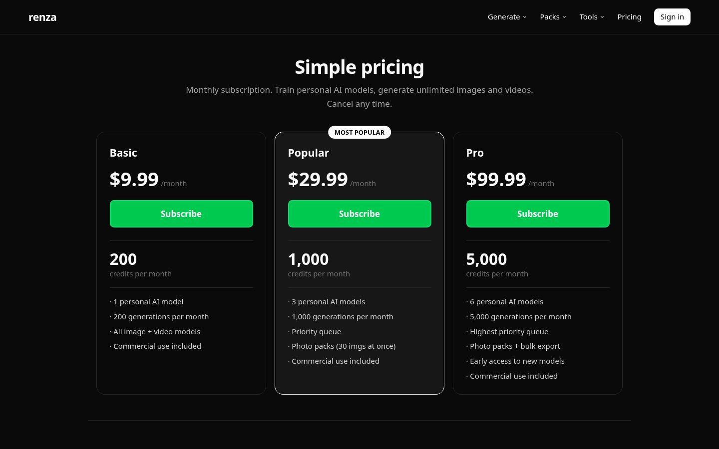 Renza Pricing
