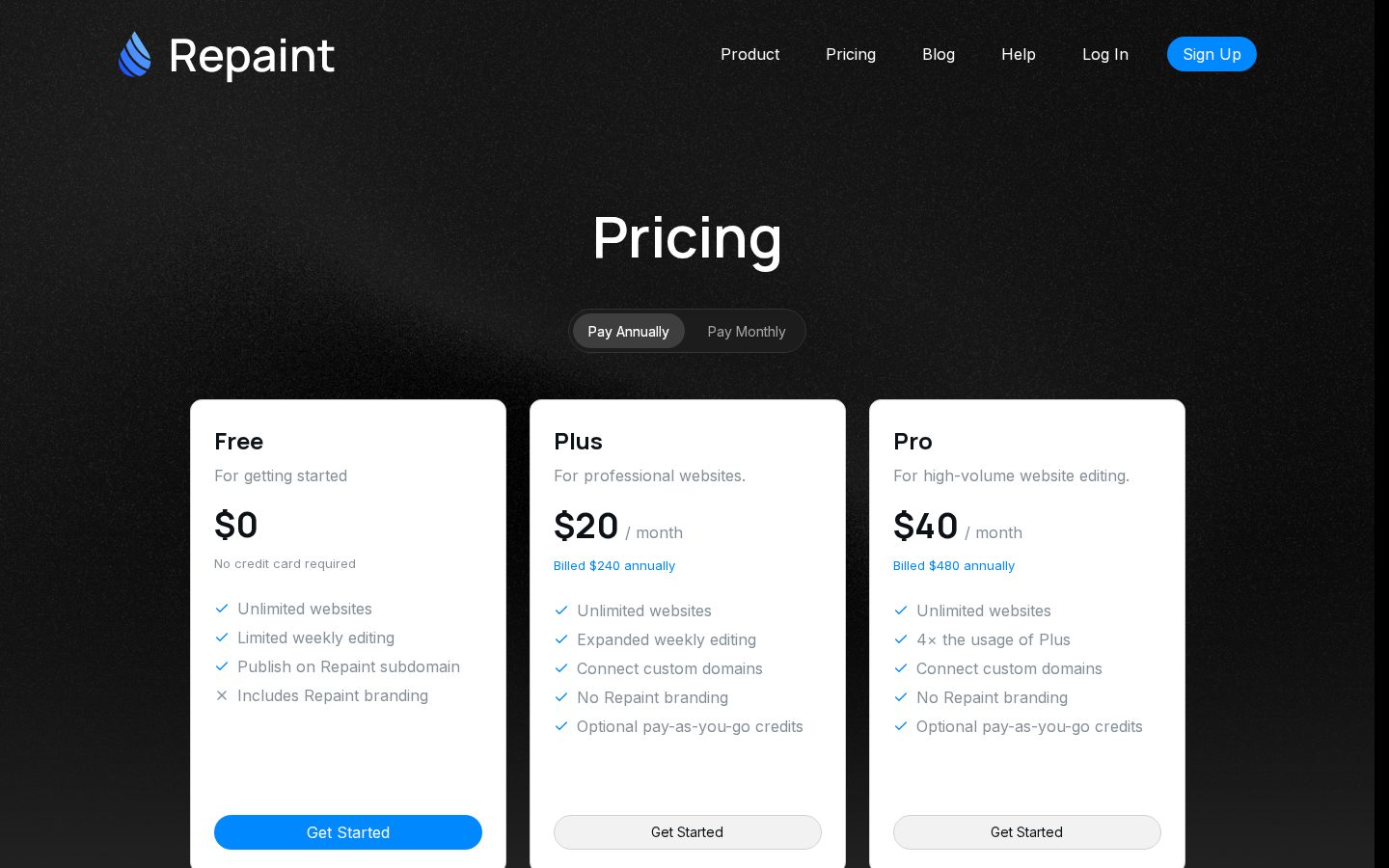 Repaint Socials Pricing