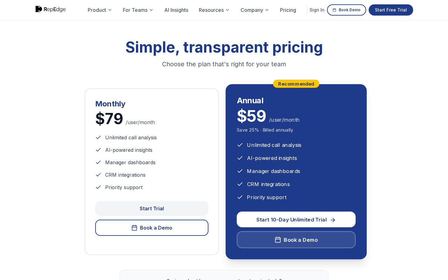 RepEdge.ai Pricing