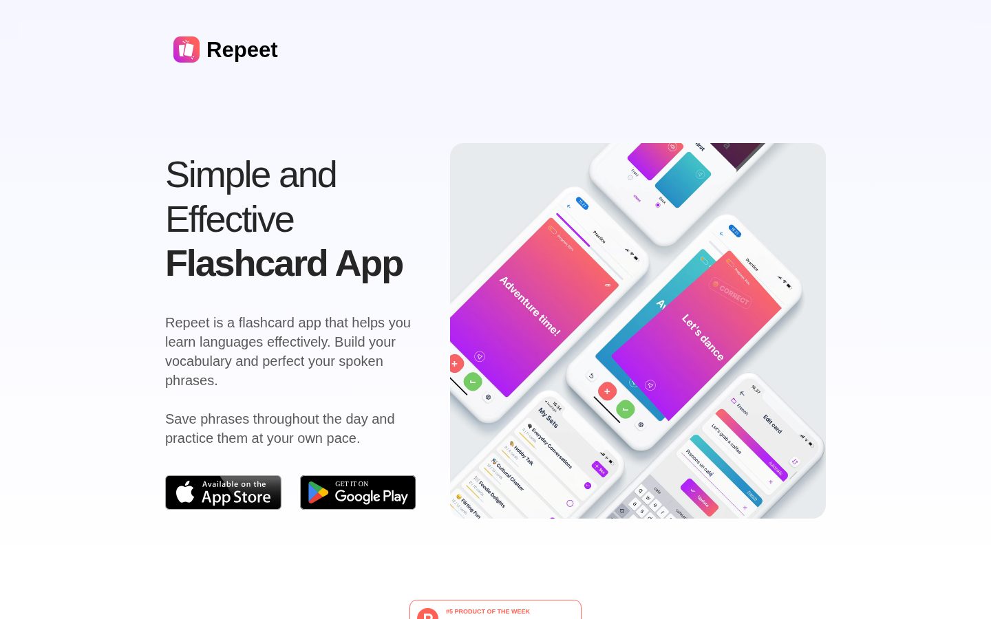 repeet Homepage