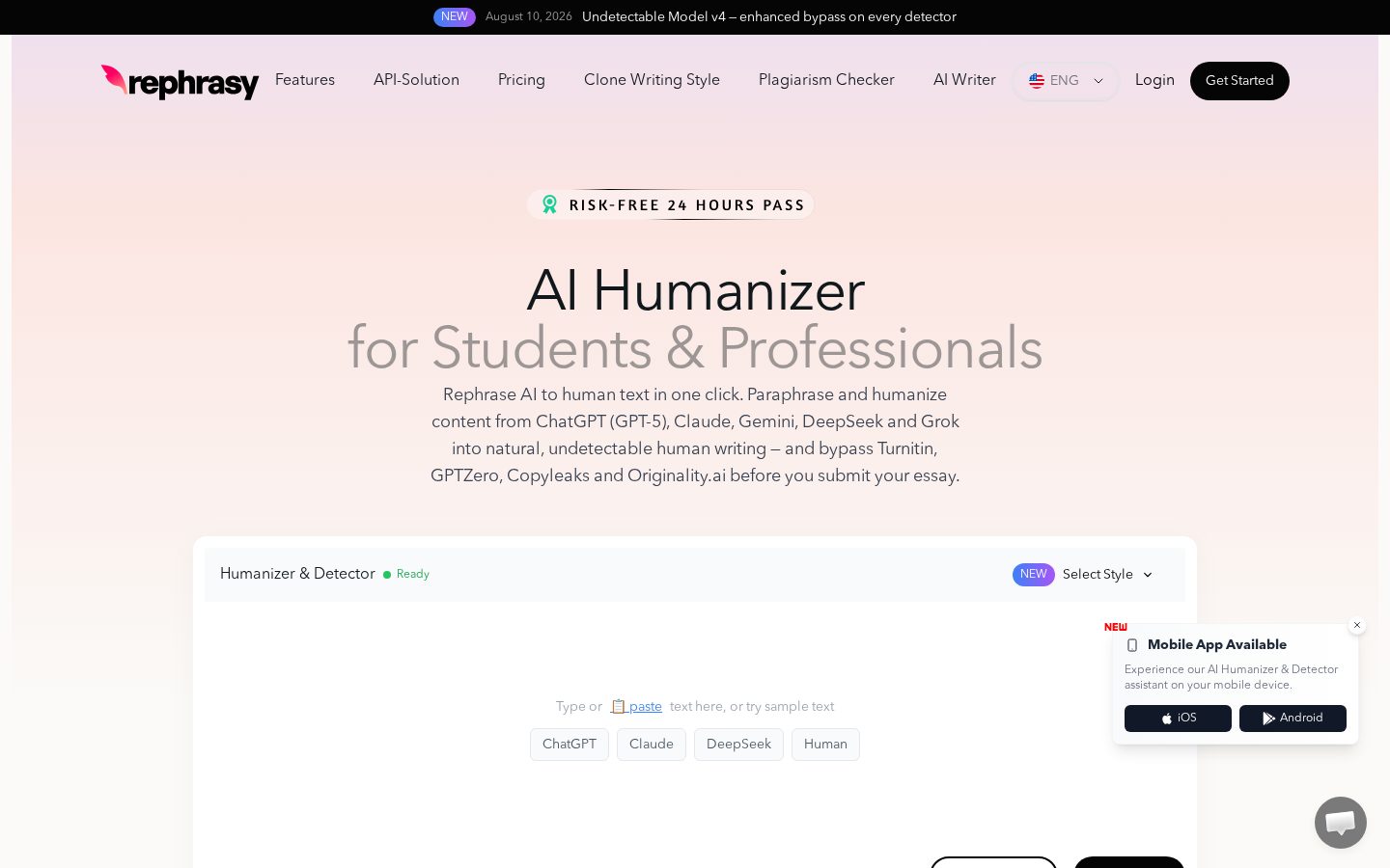 Rephrasy Homepage