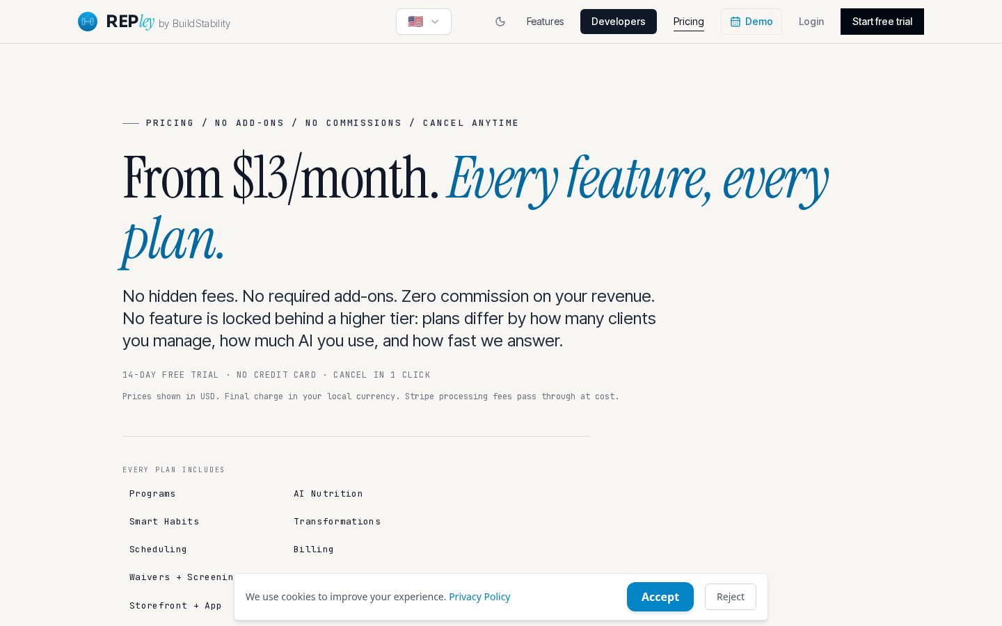 REPley by BuildStability Pricing