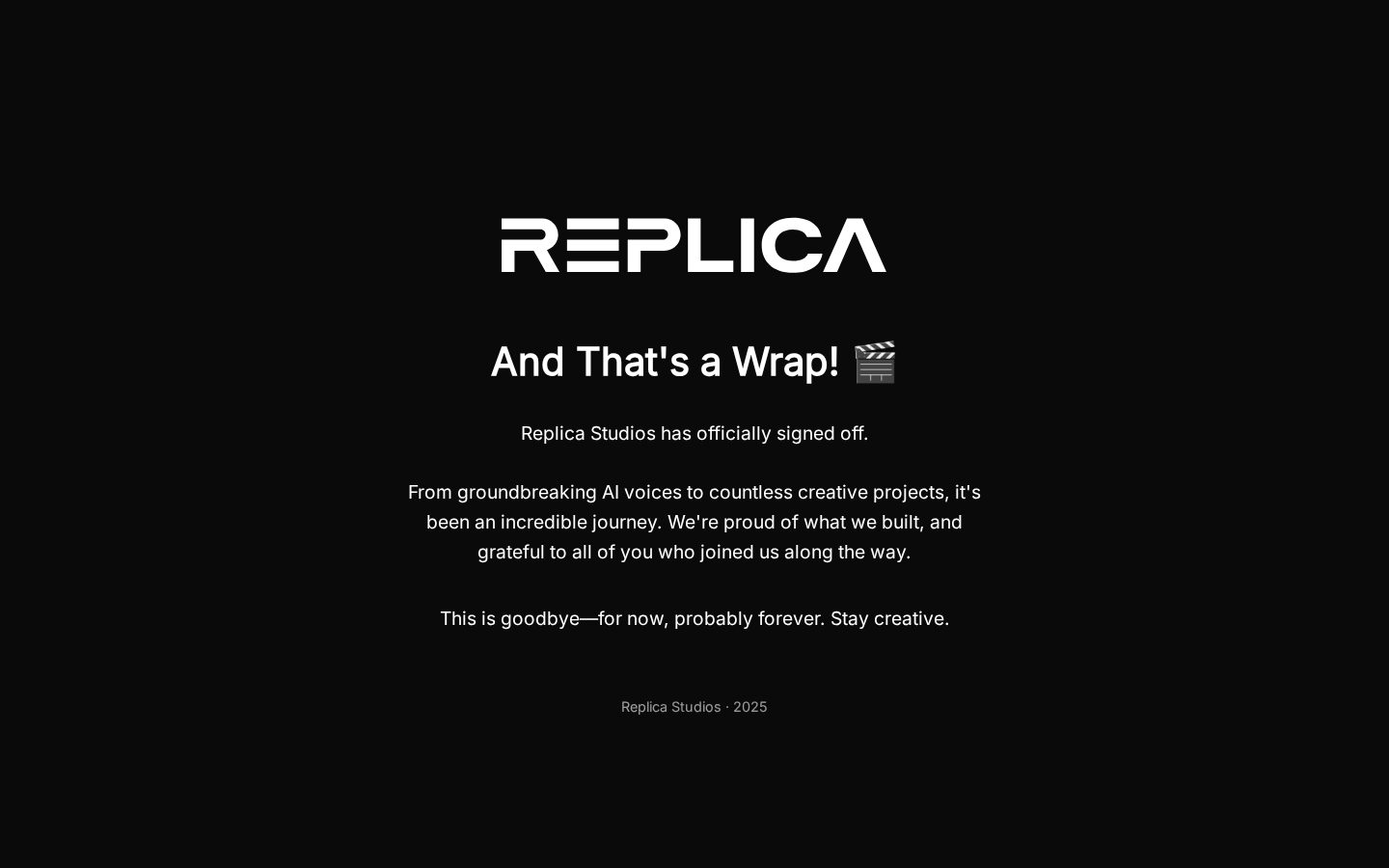 Replica Studios Homepage