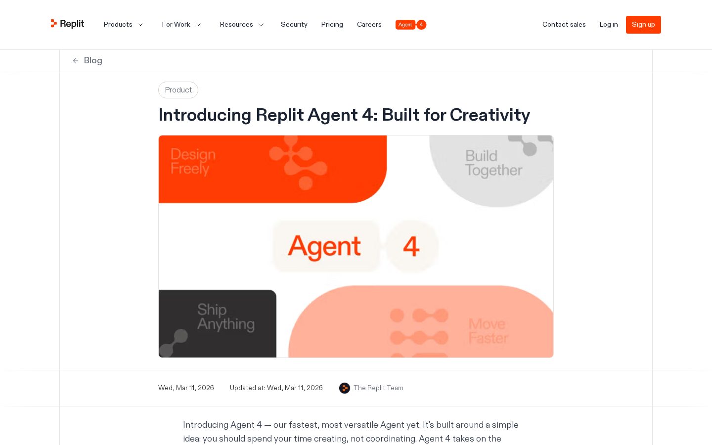 Replit Agent 4 Homepage