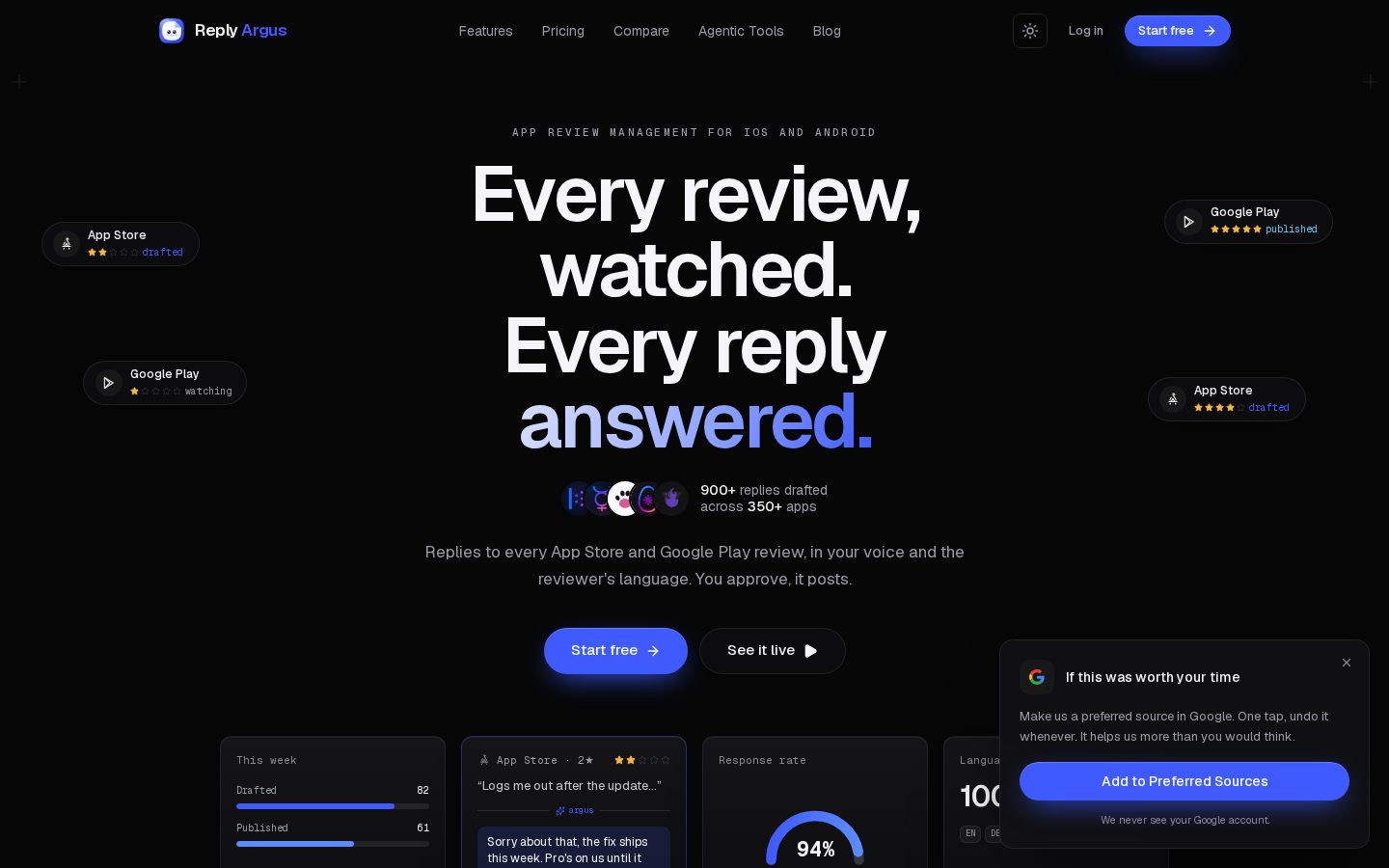Reply Argus Homepage