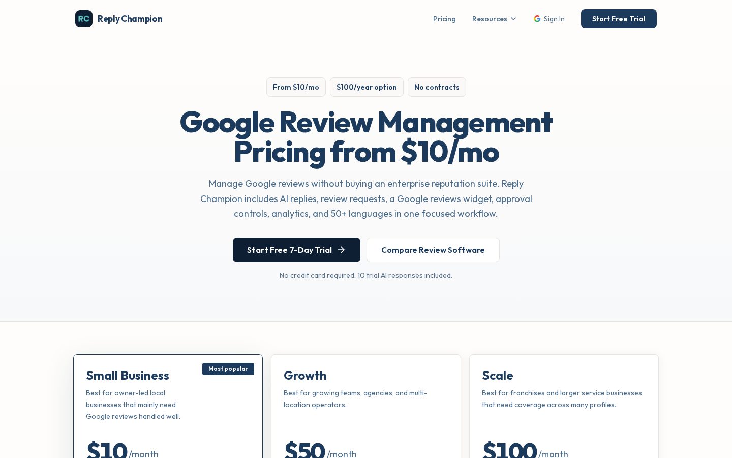 Reply Champion Pricing