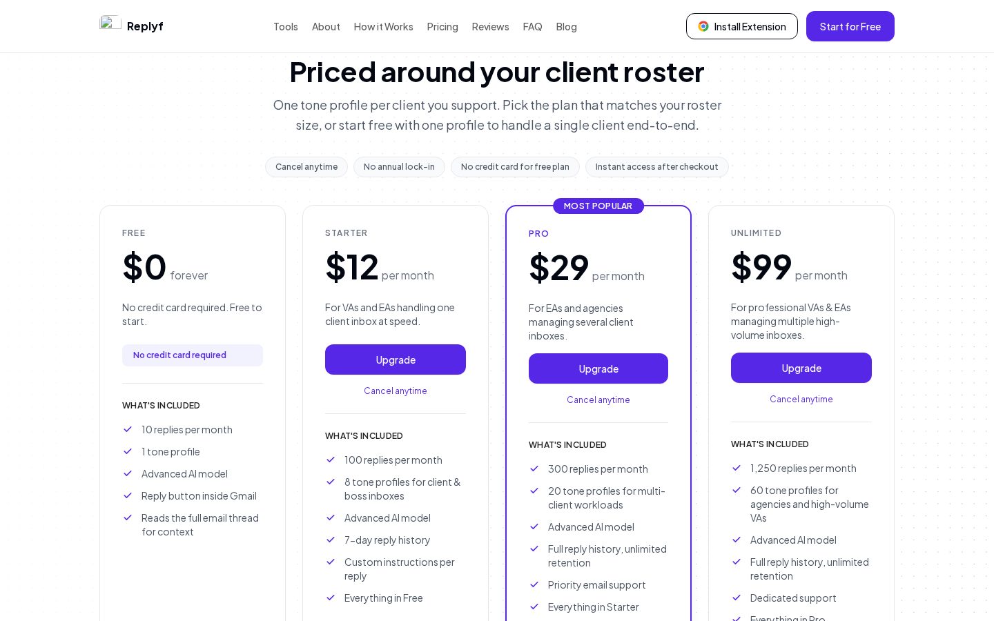 Replyf Pricing