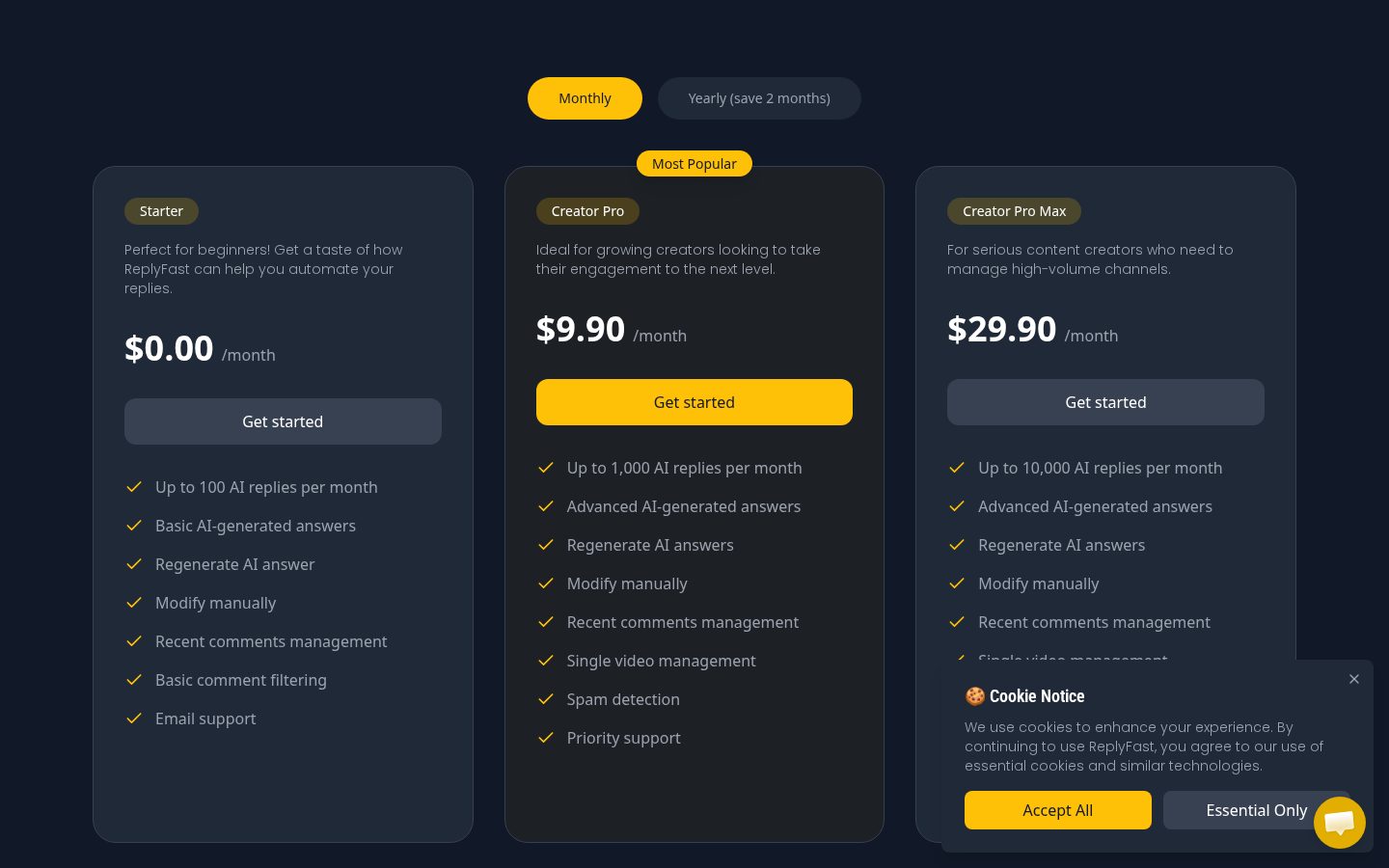 ReplyFa.st Pricing