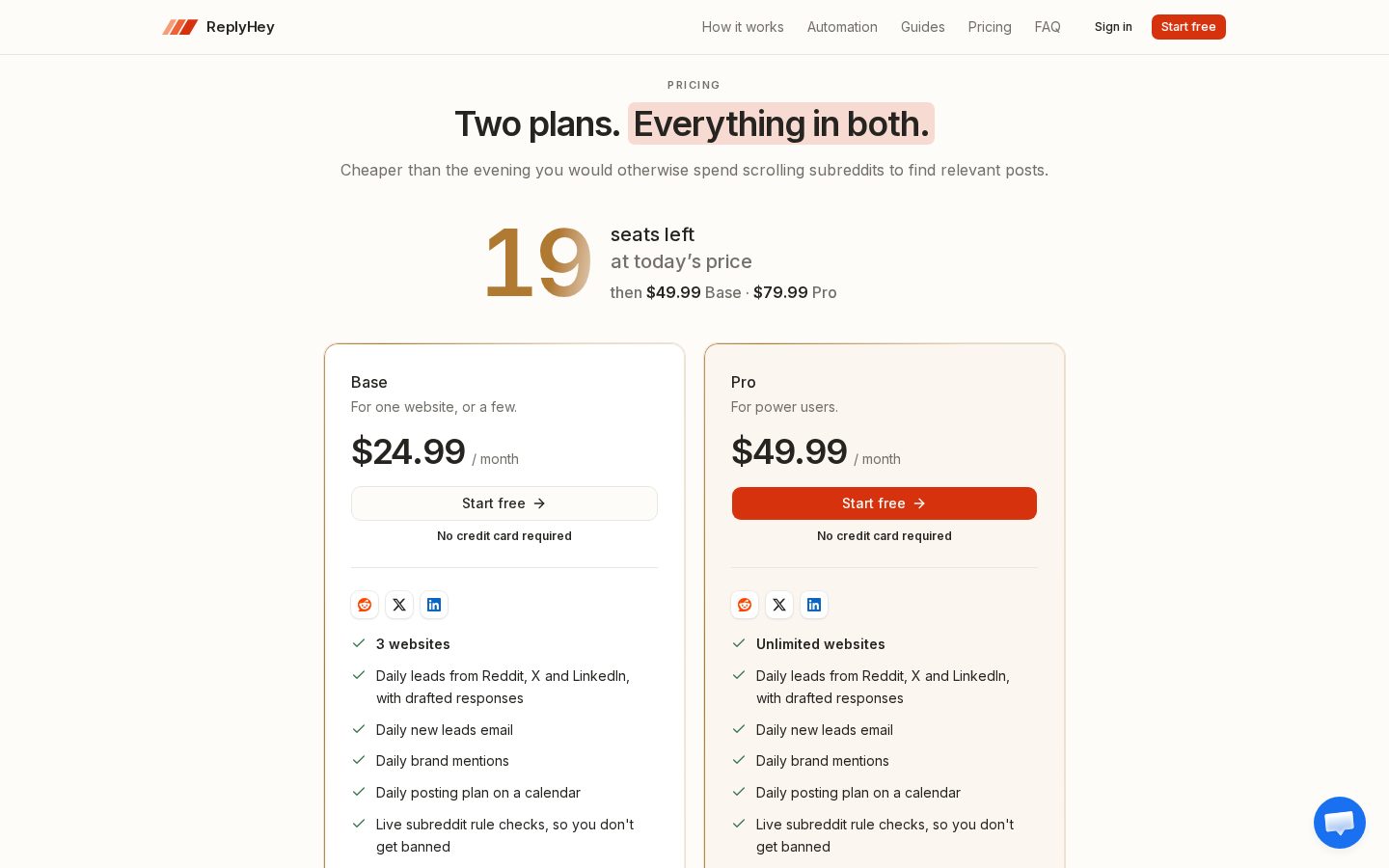 ReplyHey Pricing