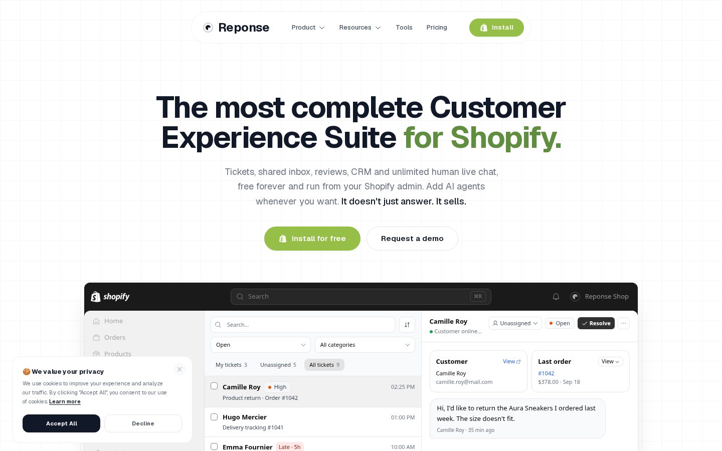 Reponse.ai Homepage