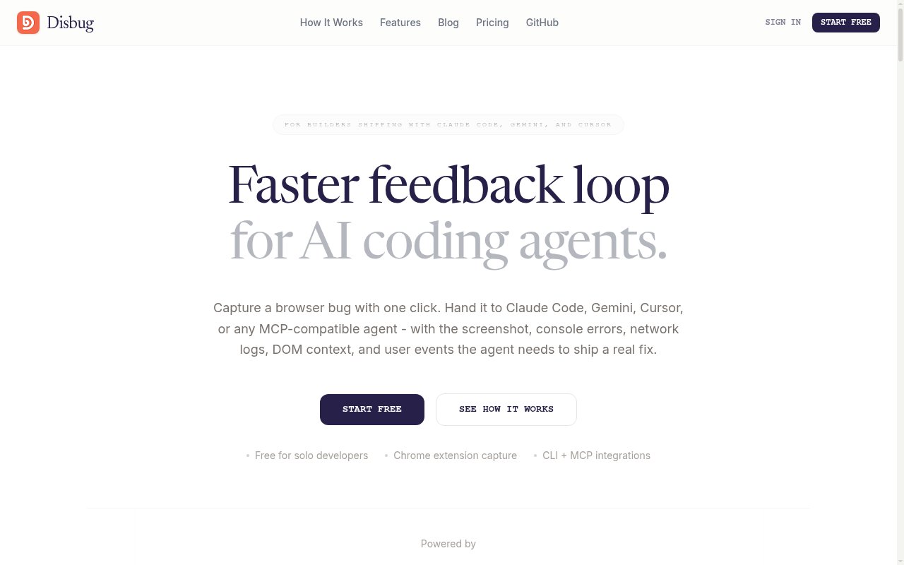 Report bugs with Disbug homepage