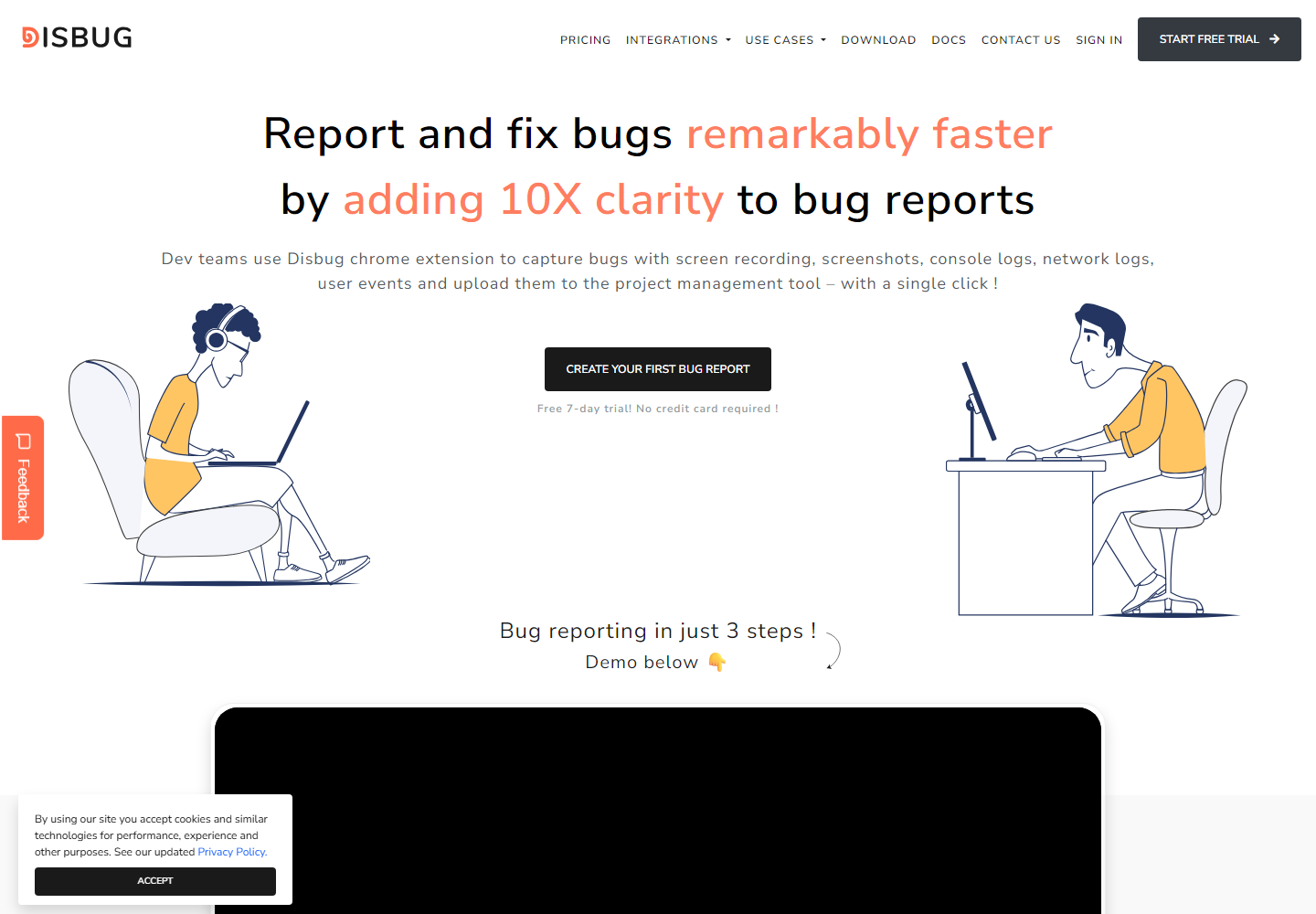 Report bugs with Disbug homepage