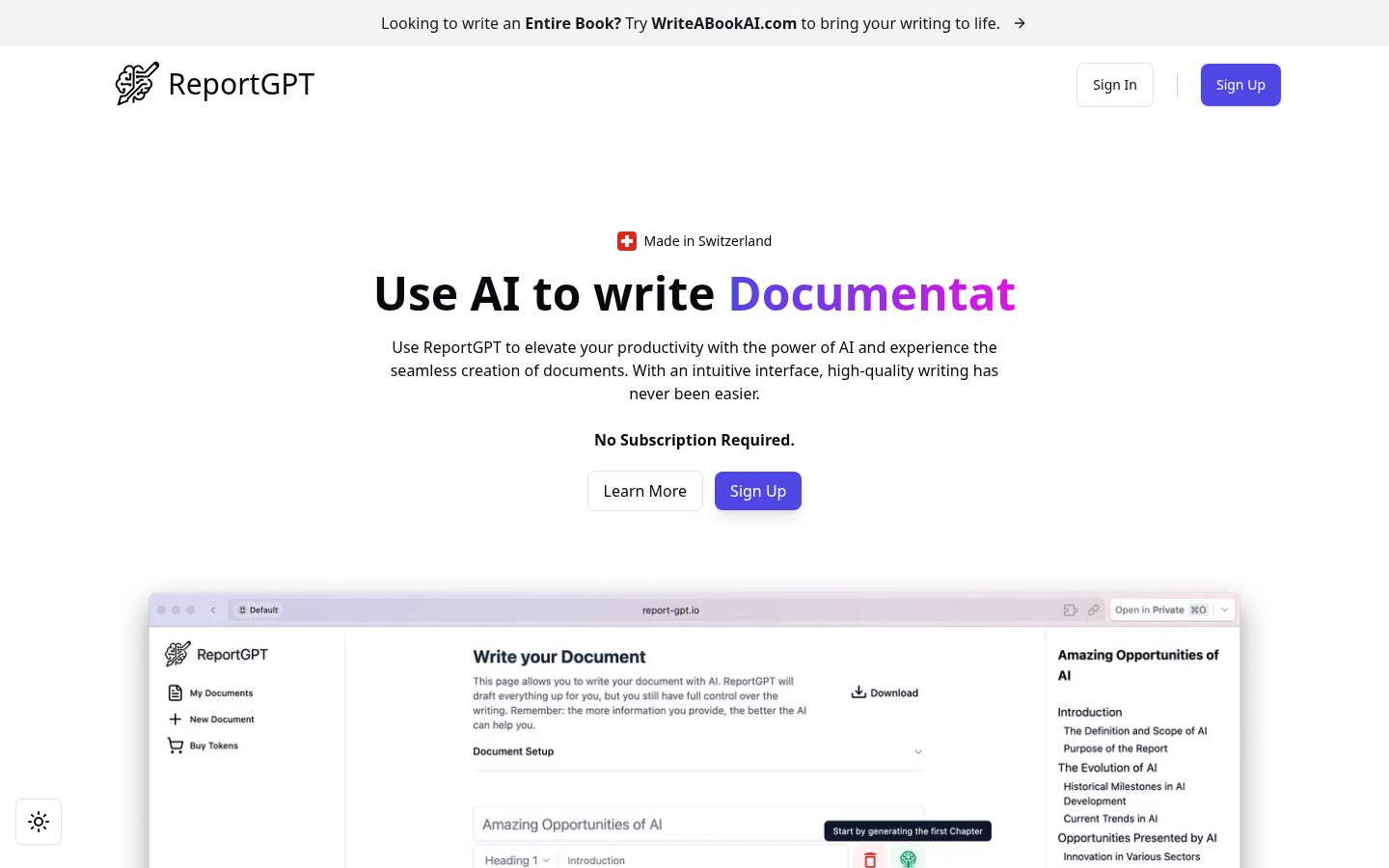 ReportGPT Homepage