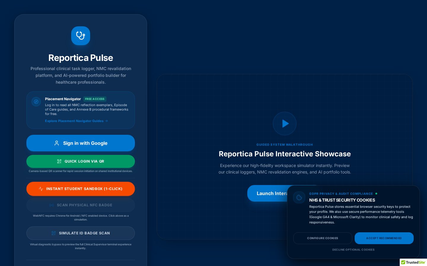 Reportica Pulse Homepage