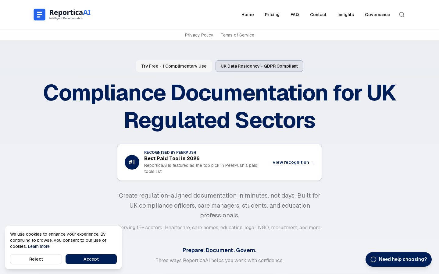 ReporticaAI Homepage