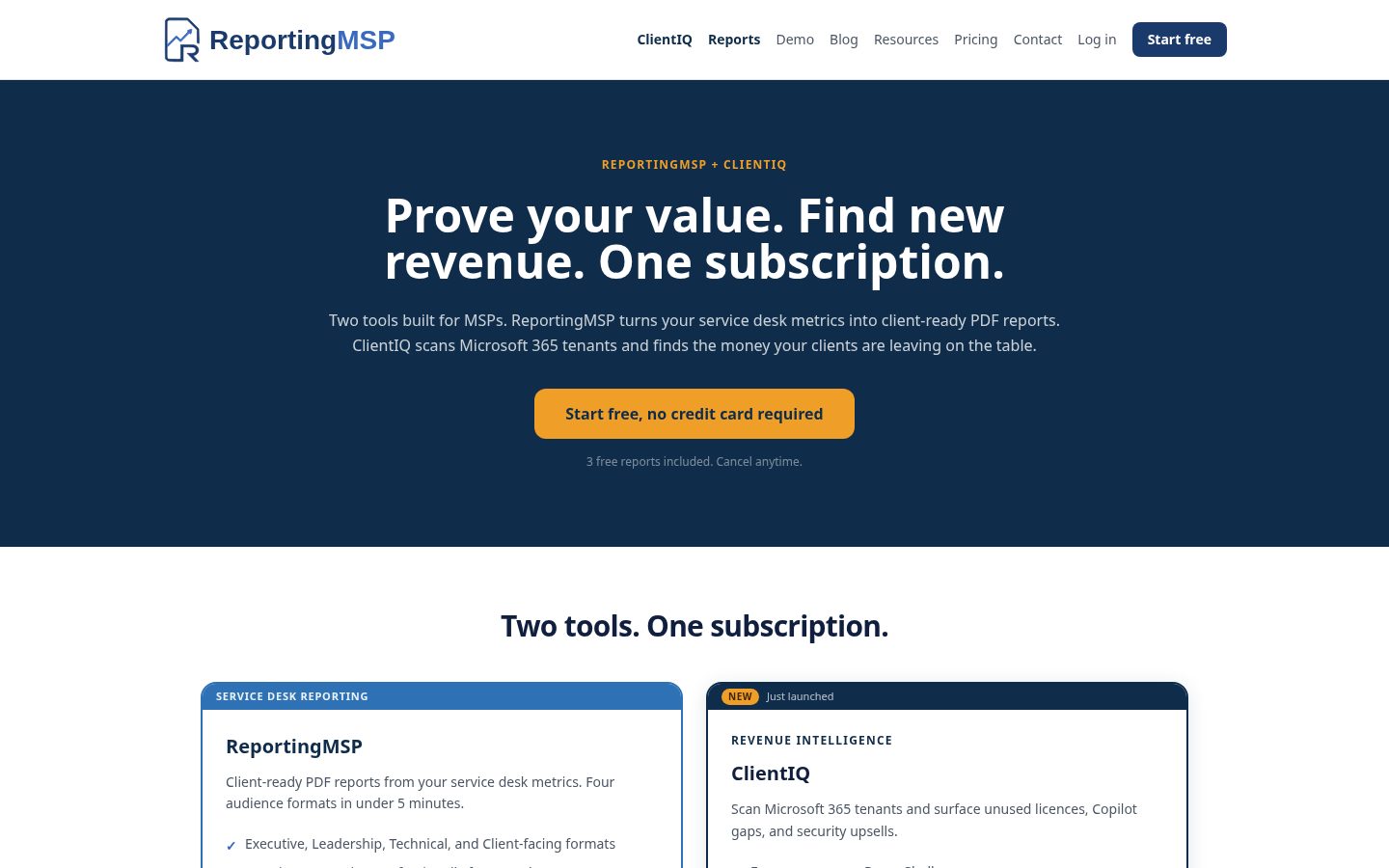 ReportingMSP Homepage