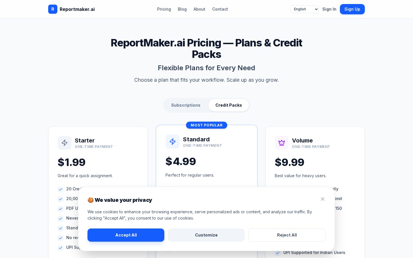 ReportMaker AI Pricing