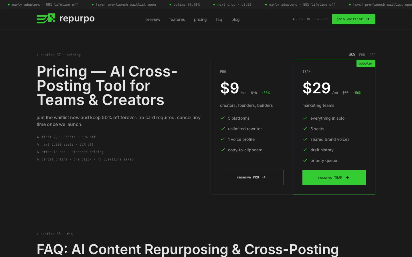 Repurpo Pricing
