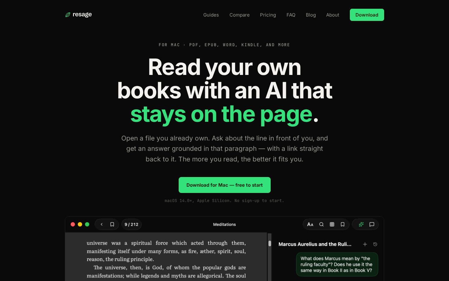 Resage Homepage