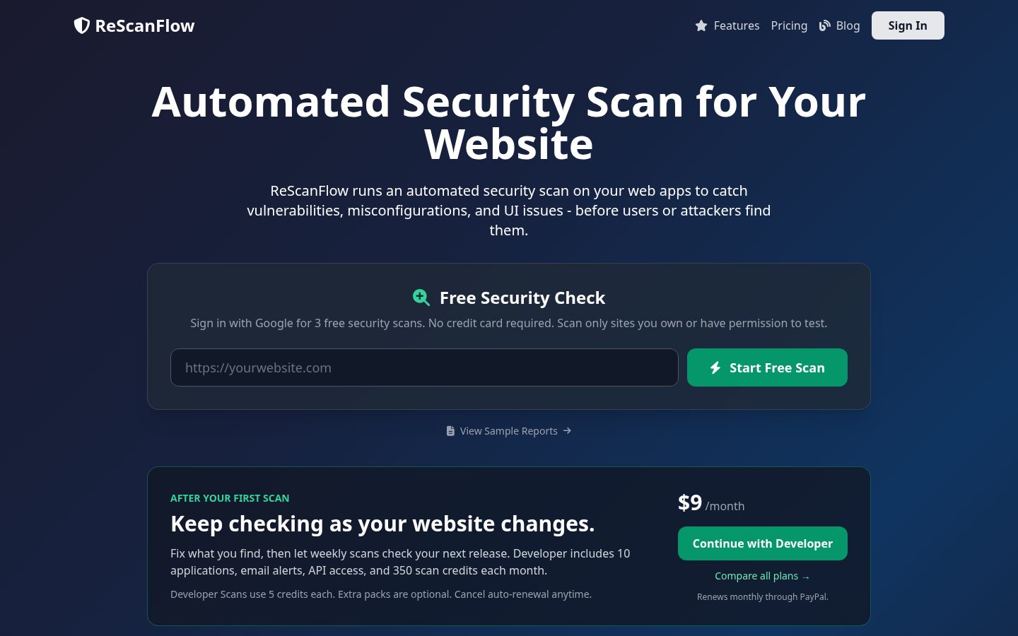 ReScanFlow Homepage