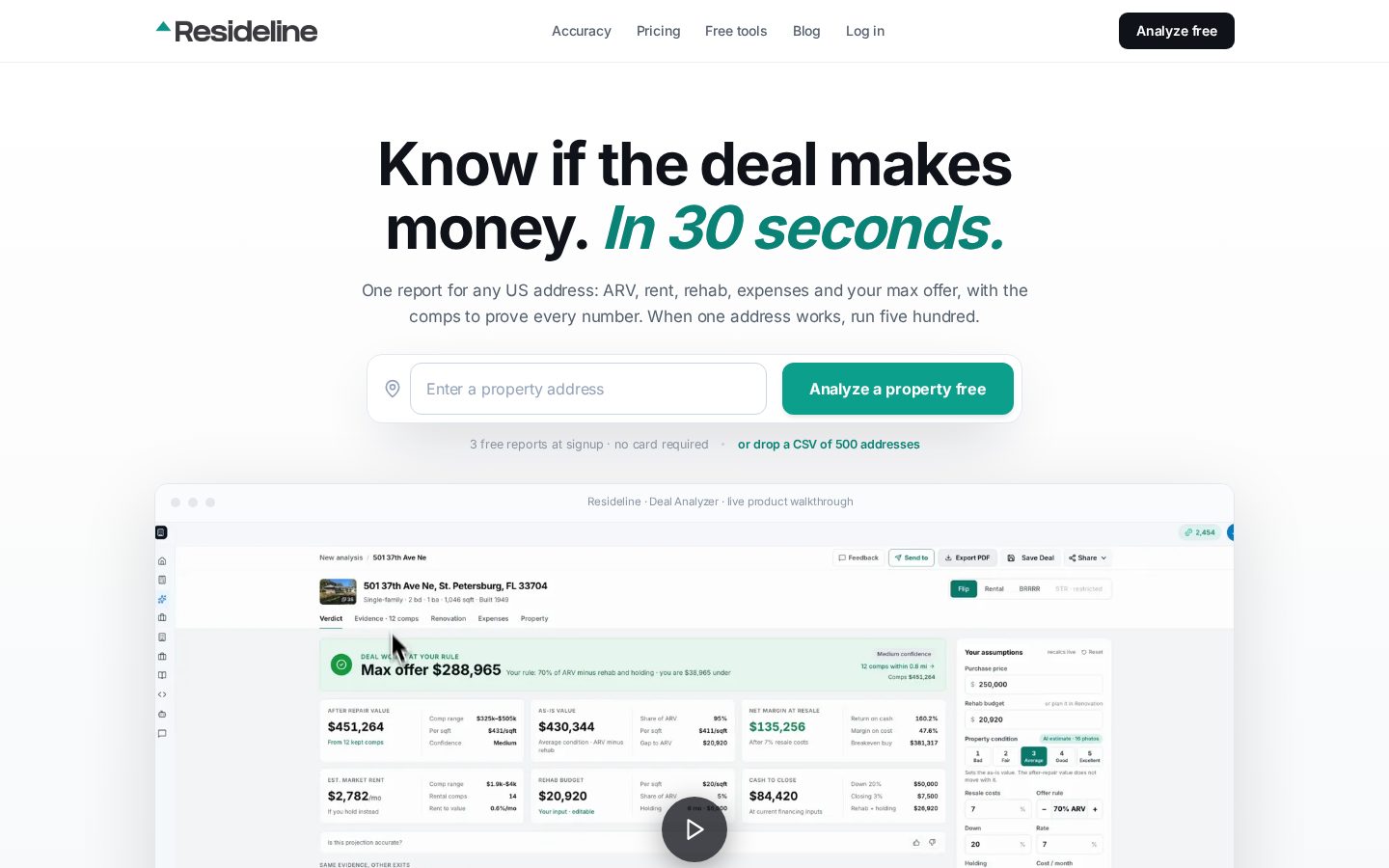 Resideline Homepage