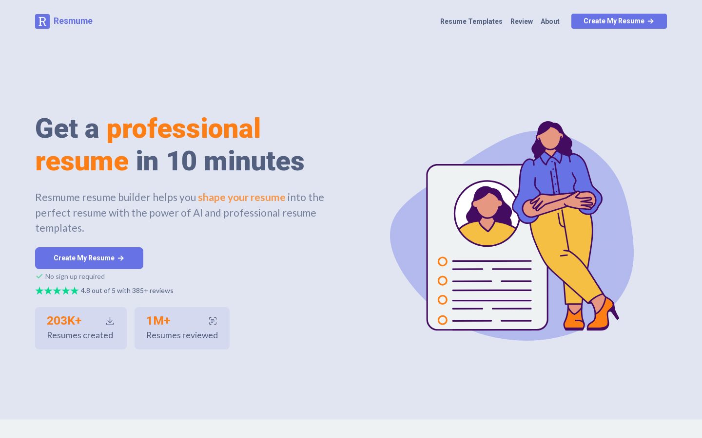 Resmume Homepage