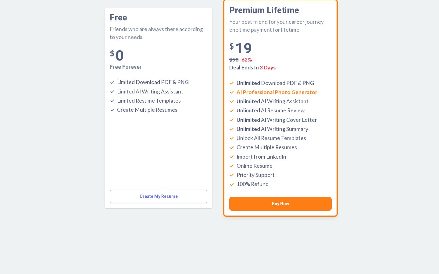 Resmume Pricing