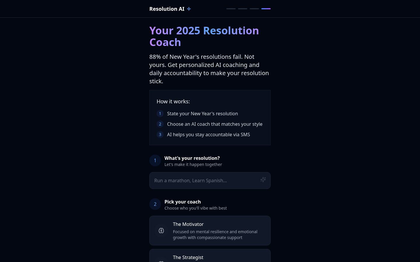 Resolution Coach Homepage