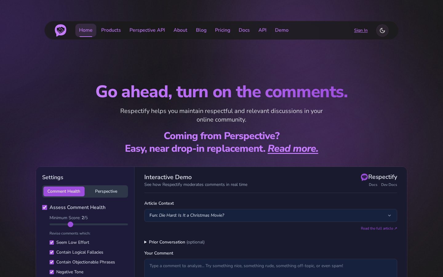 Respectify Homepage
