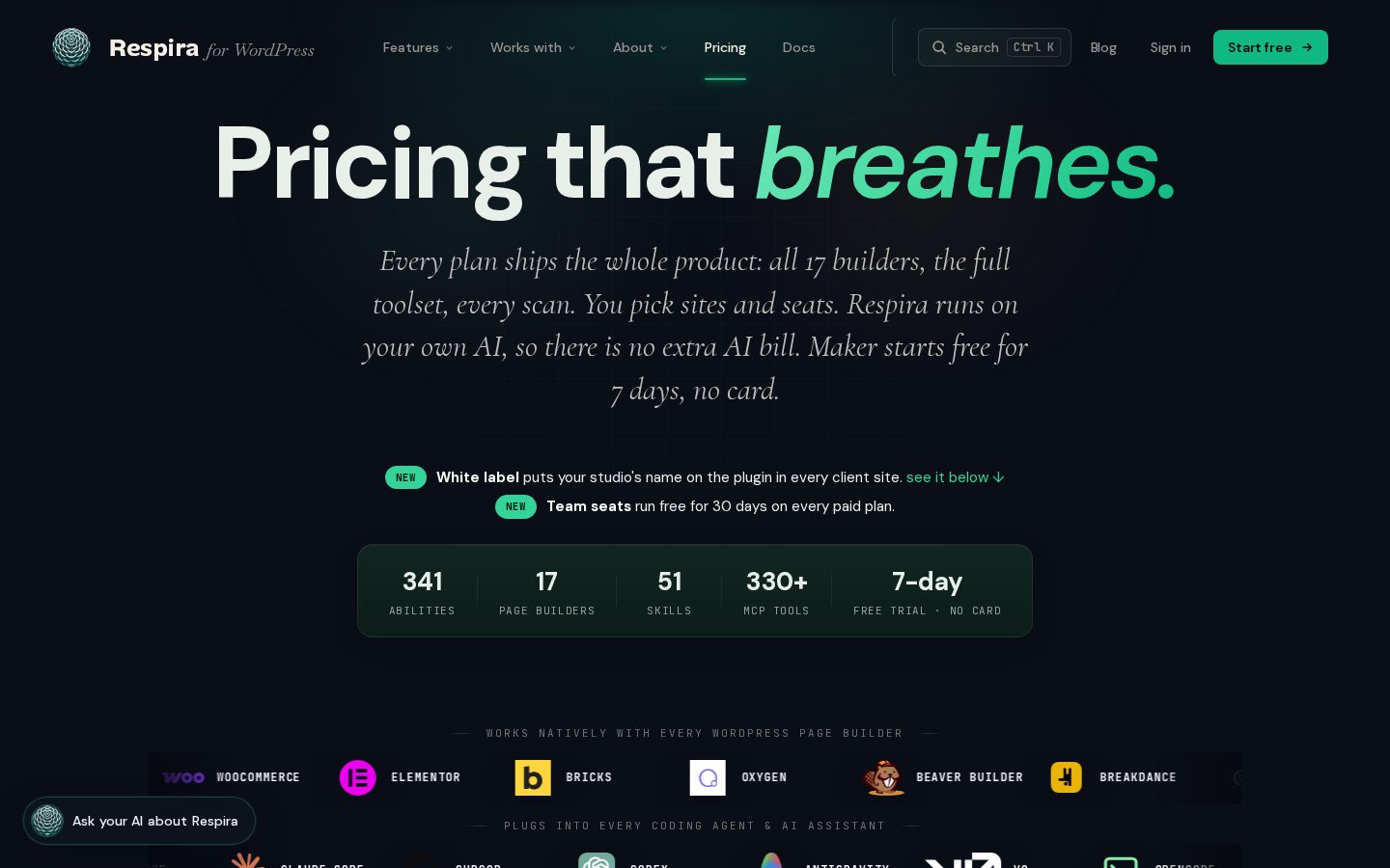 Respira for WordPress Pricing