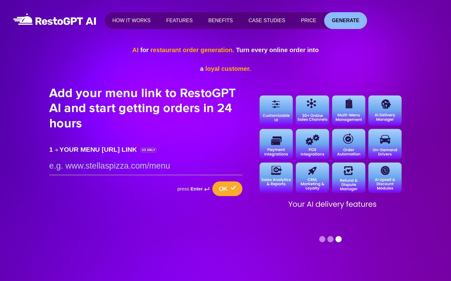 RestoGPT Homepage
