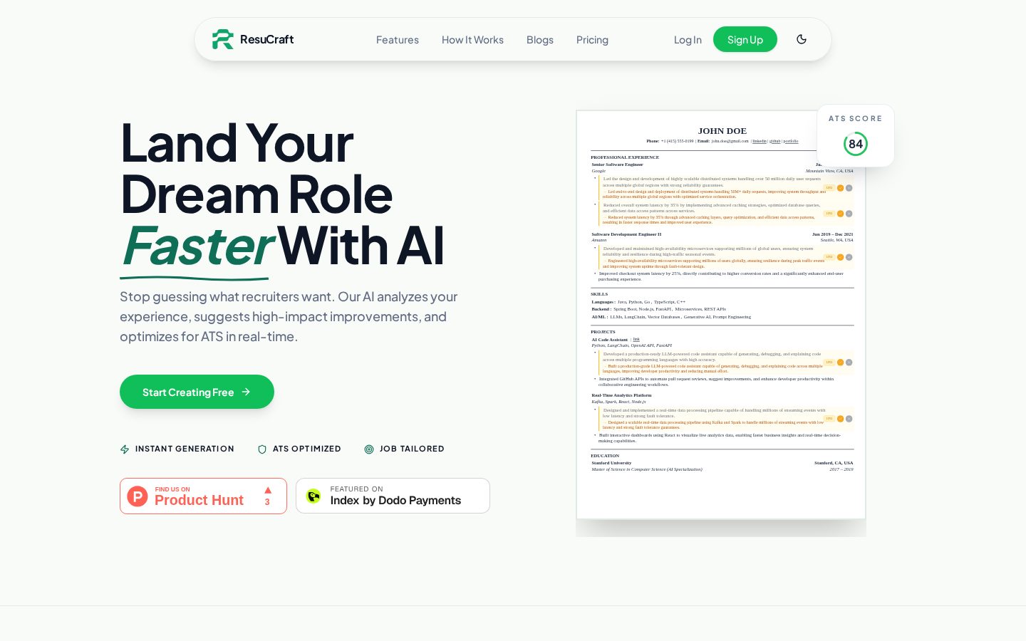 ResuCraft Homepage