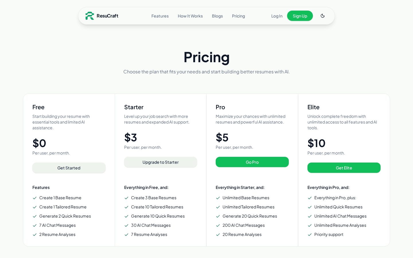 ResuCraft Pricing
