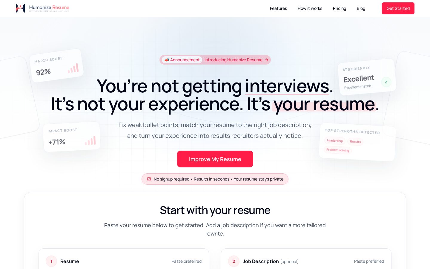 Resume Optimizer Homepage