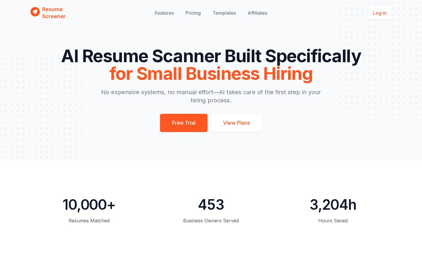 Resume Screener AI Homepage
