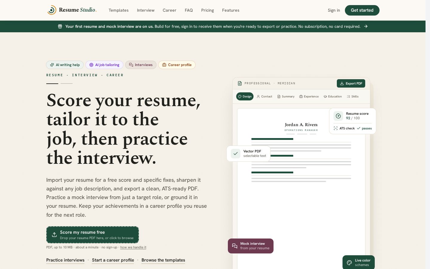 Resume Studio Homepage