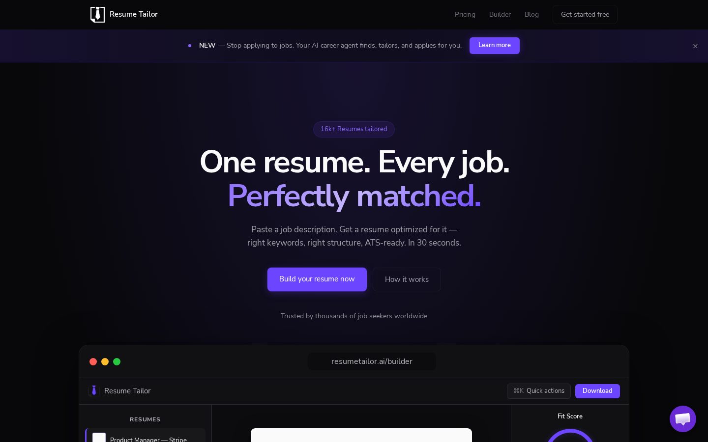 Resume Tailor Homepage