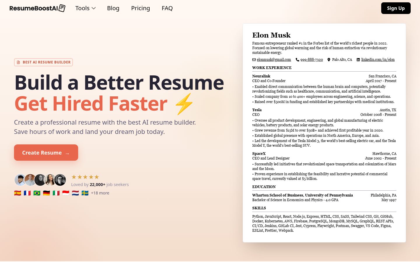 ResumeBoostAI Homepage