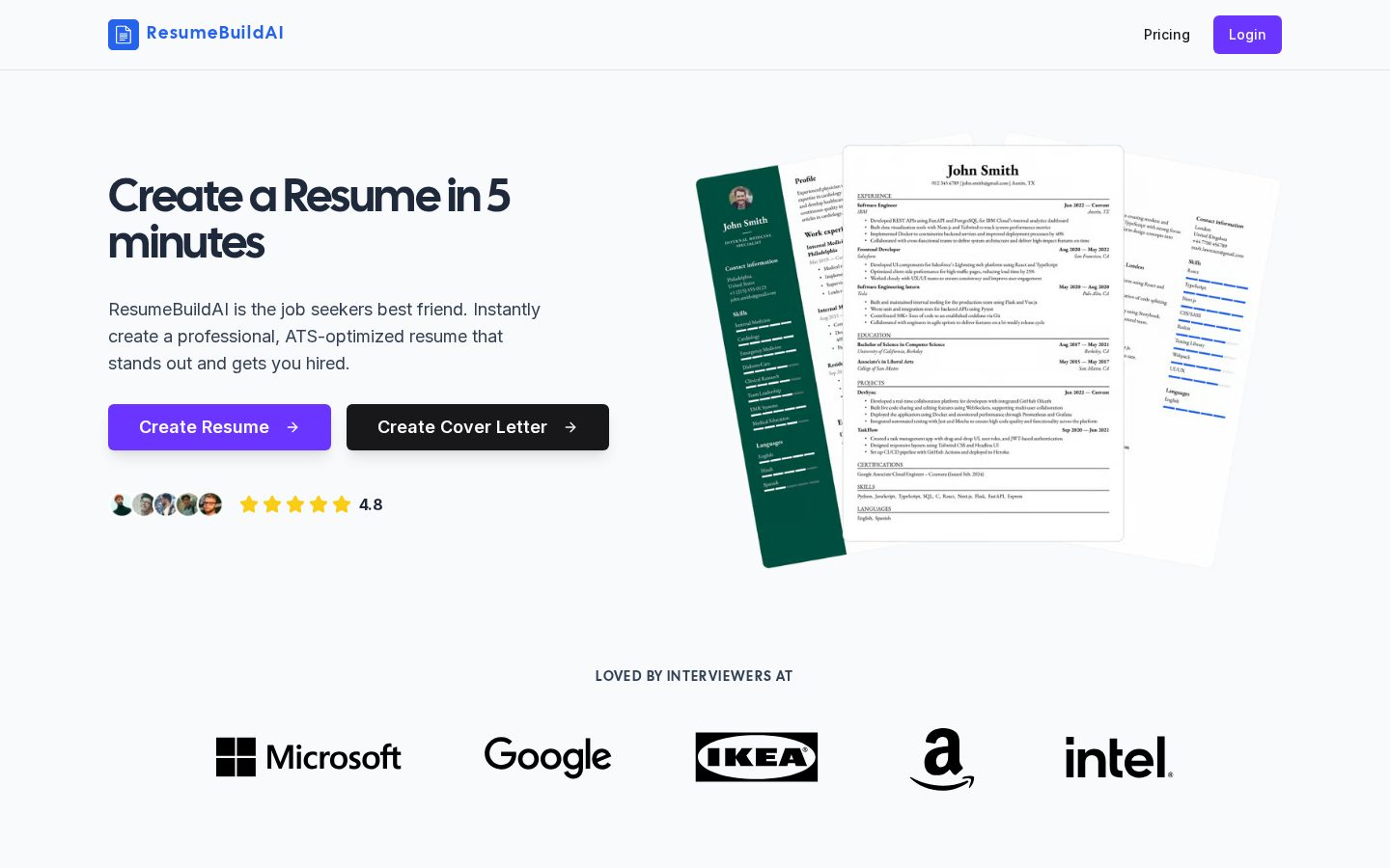 ResumeBuildAI Homepage