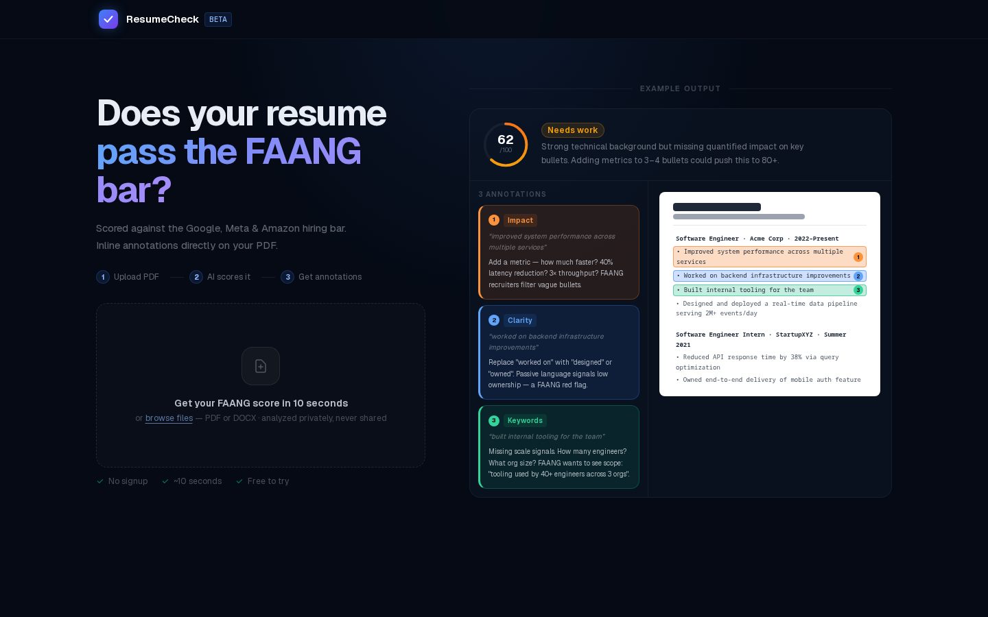 ResumeCheck Homepage